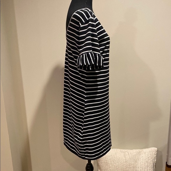 2 Hearts Dress | Black White Striped Ruffle Sleeve | Size M - Picture 3 of 7